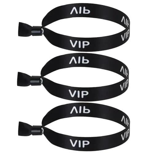 100 Pack VIP Cloth Wristband for Events (Color:Black)