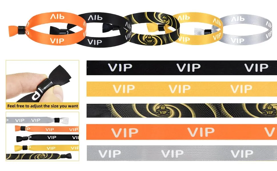100 Pack VIP Cloth Wristband for Events (Color:Black)