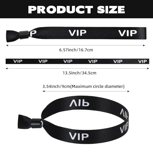 100 Pack VIP Cloth Wristband for Events (Color:Black)