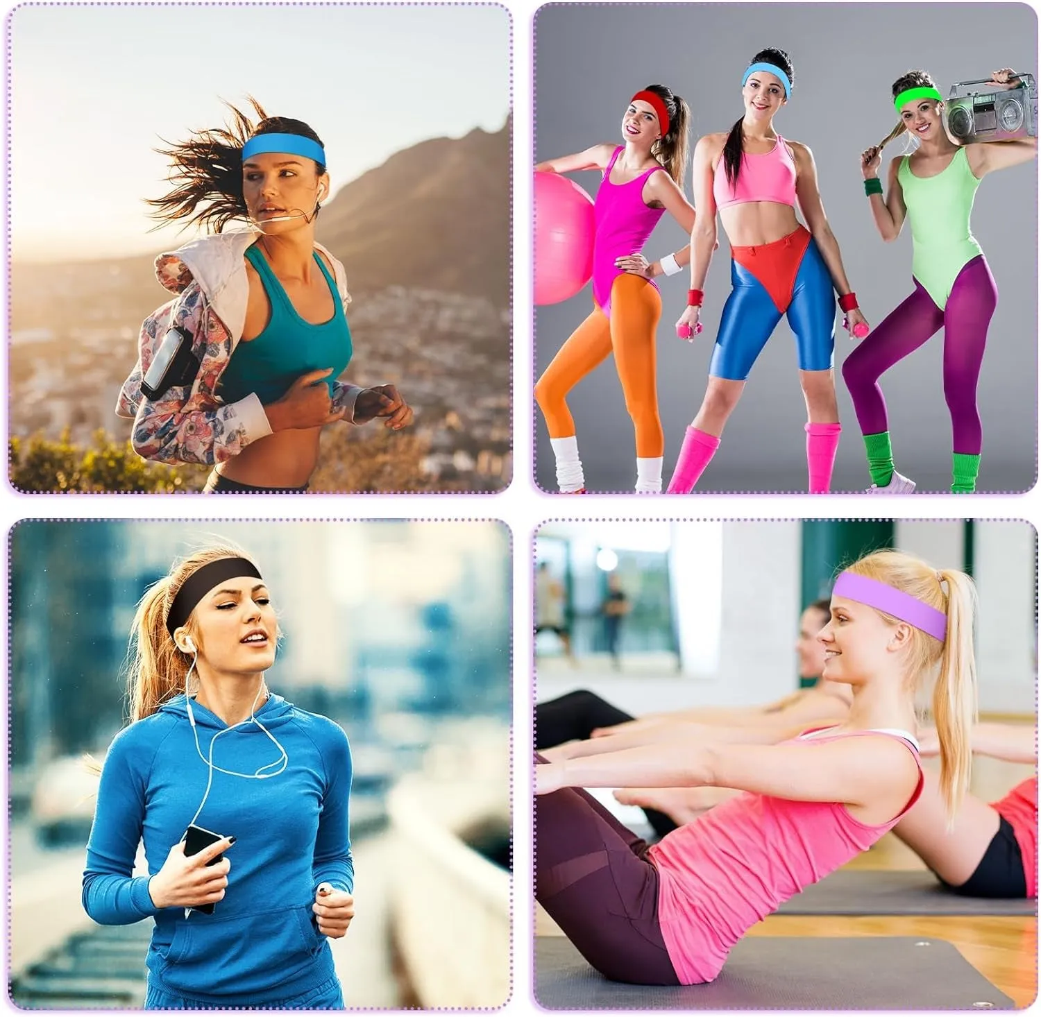 16 Pcs Yoga Cotton Headbands Stretchy Elastic Solid Headbands Mixed Colors Ballet Head Band Cotton Sports Hairband for Women Girls Suitable for Yoga, Pilates, Running, Cycling