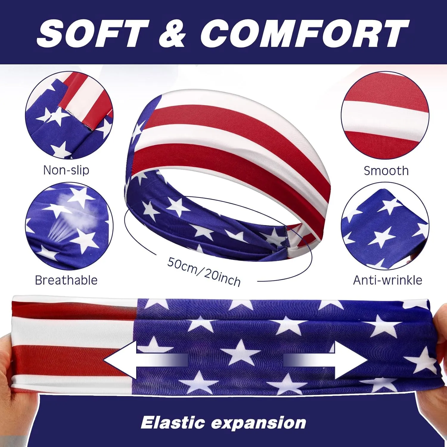 18 Pcs Sports Sweatbands for Men Women Camo Headbands Workout Non Slip Headbands Breathable Head Band Fitness Stretchy Unisex Hairband for Yoga Running Cycling Ball