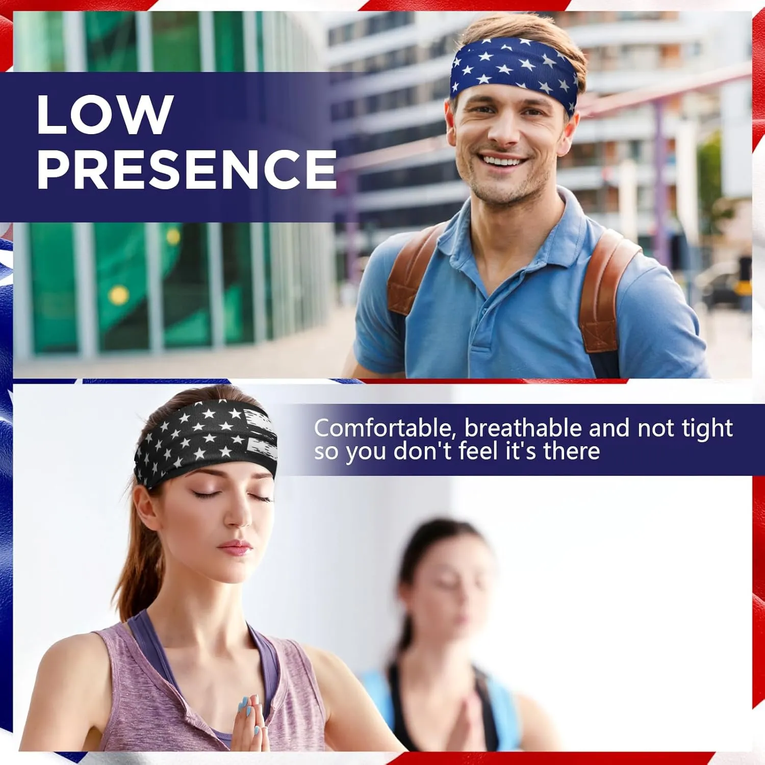 18 Pcs Sports Sweatbands for Men Women Camo Headbands Workout Non Slip Headbands Breathable Head Band Fitness Stretchy Unisex Hairband for Yoga Running Cycling Ball