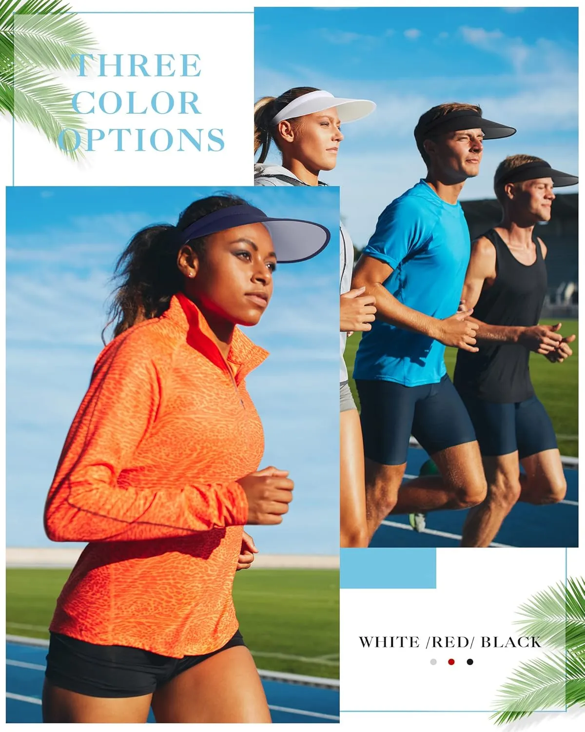 3 Pcs Sports Sun Visor Hat Adjustable Cloth Covered Slip on Cotton Cap Golf and Tennis Visor for Women Men Sun