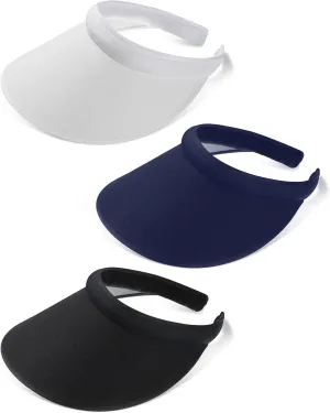 3 Pcs Sports Sun Visor Hat Adjustable Cloth Covered Slip on Cotton Cap Golf and Tennis Visor for Women Men Sun