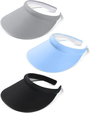 3 Pcs Sports Sun Visor Hat Adjustable Cloth Covered Slip on Cotton Cap Golf and Tennis Visor for Women Men Sun