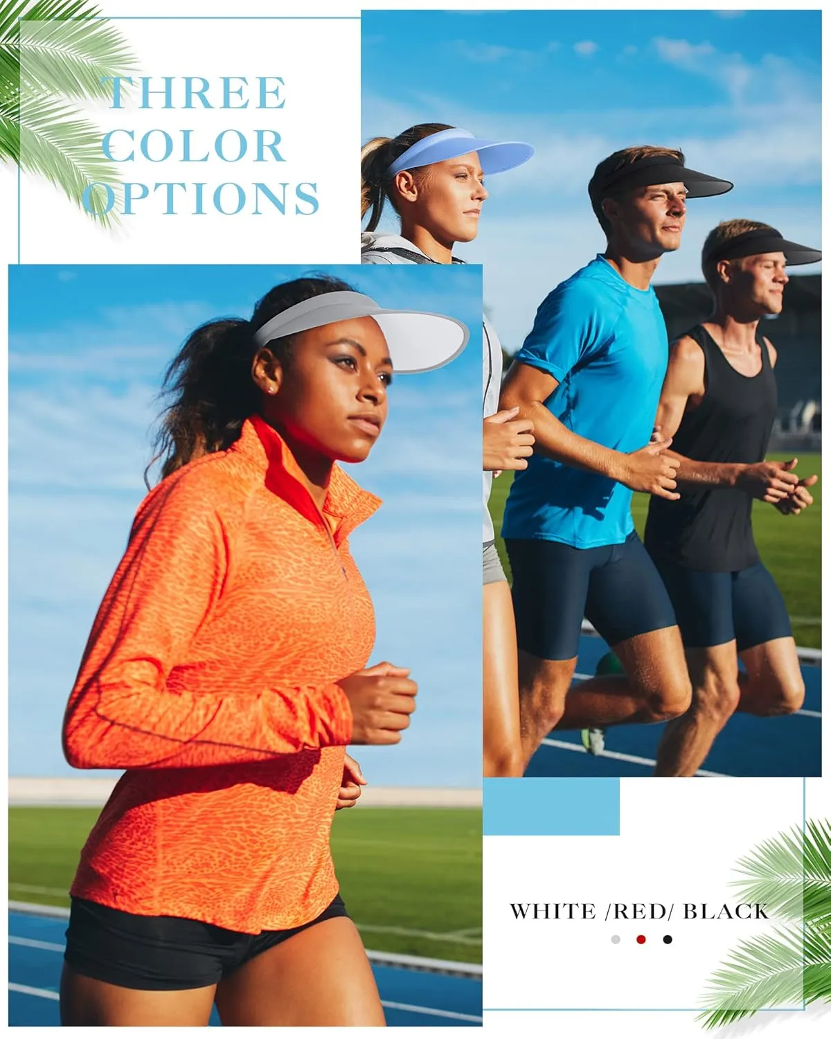 3 Pcs Sports Sun Visor Hat Adjustable Cloth Covered Slip on Cotton Cap Golf and Tennis Visor for Women Men Sun