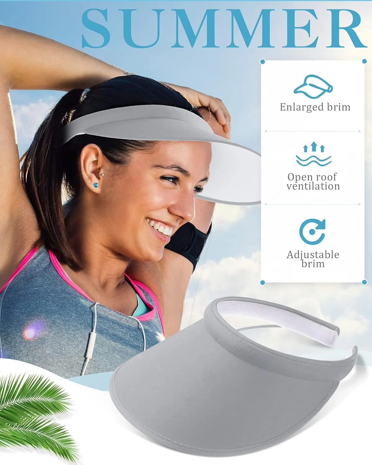 3 Pcs Sports Sun Visor Hat Adjustable Cloth Covered Slip on Cotton Cap Golf and Tennis Visor for Women Men Sun