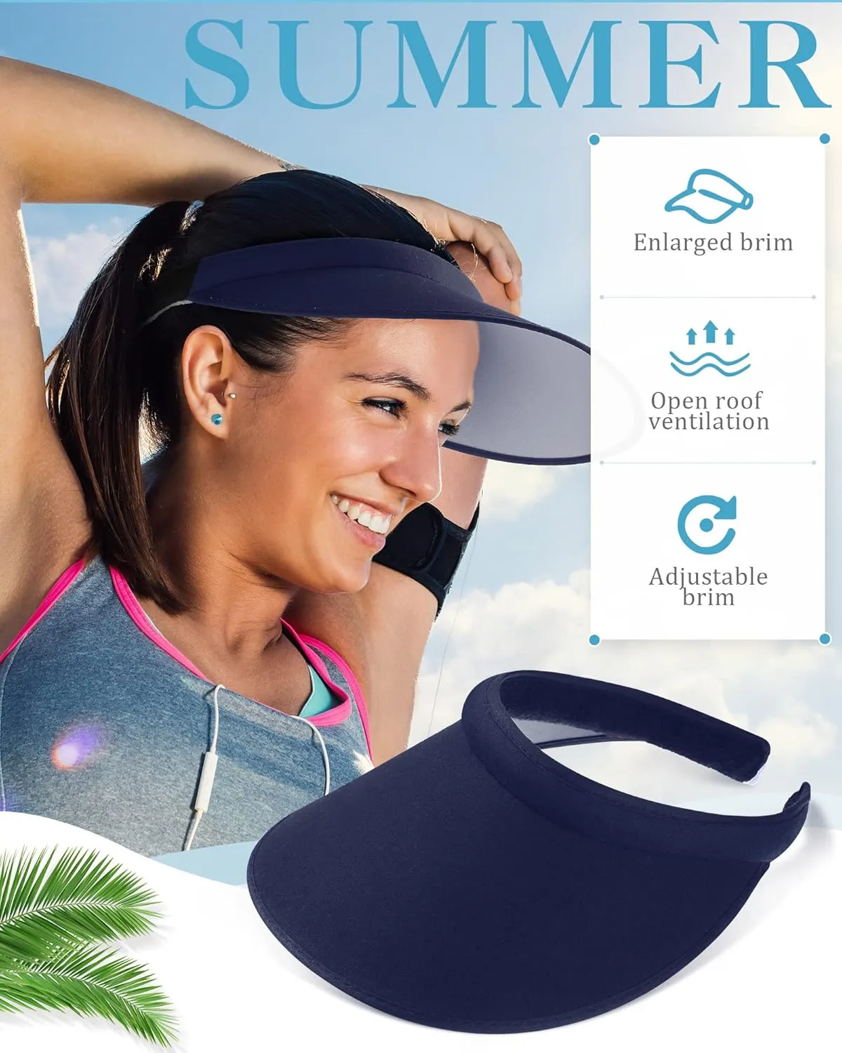 3 Pcs Sports Sun Visor Hat Adjustable Cloth Covered Slip on Cotton Cap Golf and Tennis Visor for Women Men Sun
