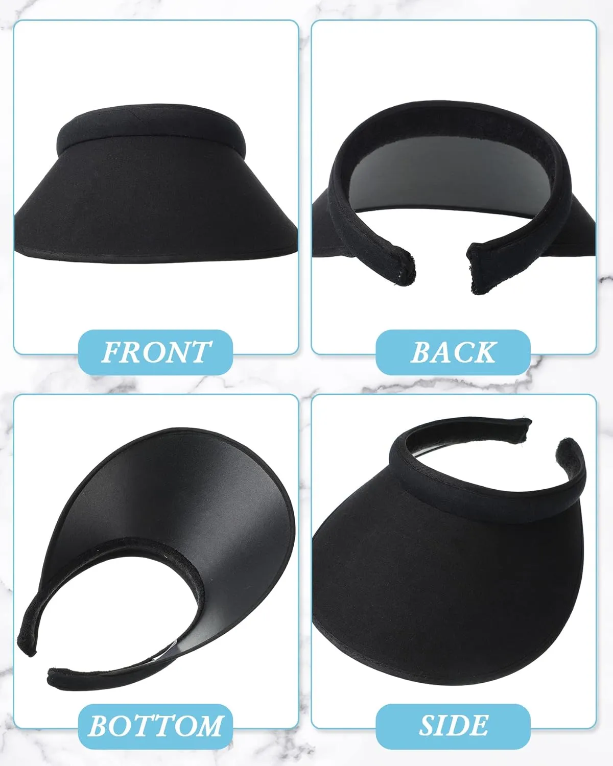 3 Pcs Sports Sun Visor Hat Adjustable Cloth Covered Slip on Cotton Cap Golf and Tennis Visor for Women Men Sun