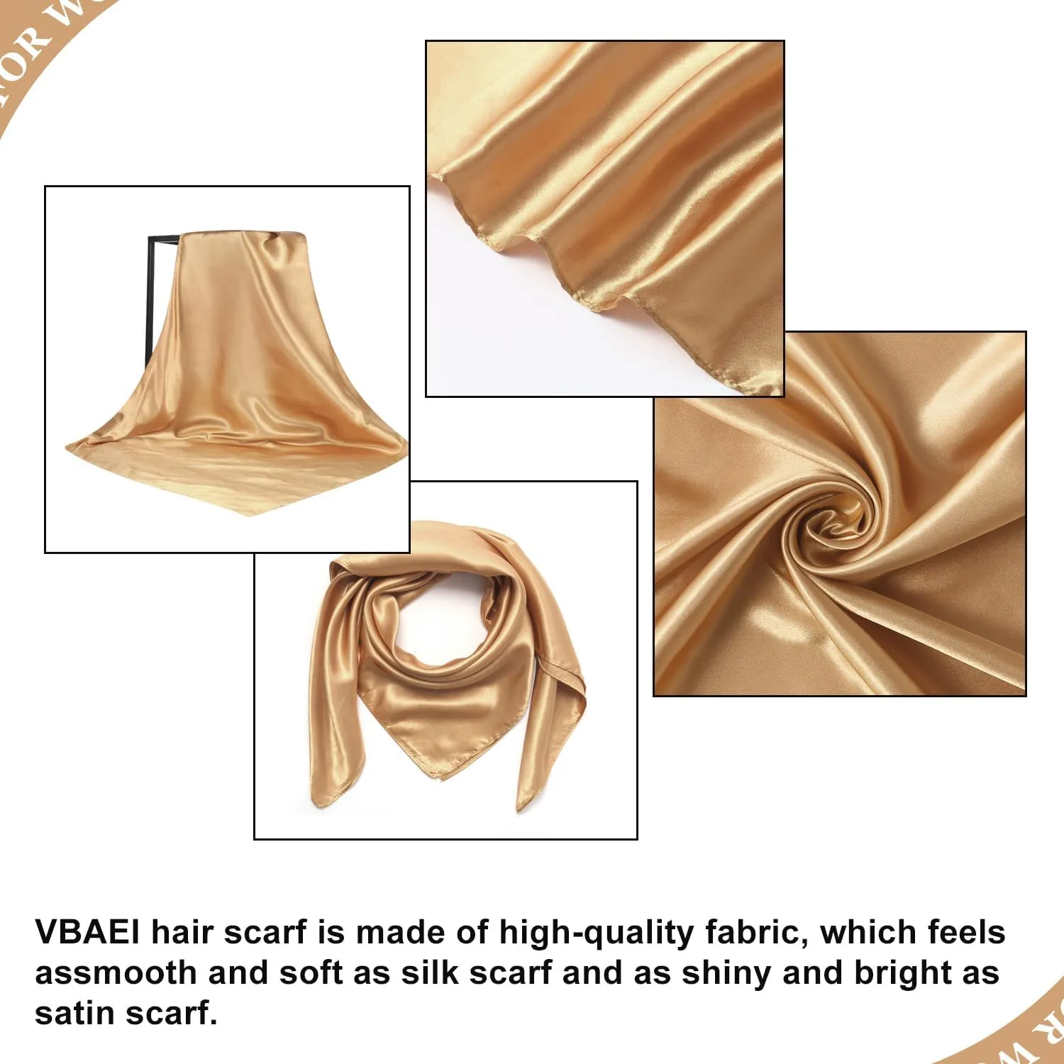 35 Large Square Satin Head Scarf - 3Pcs Silk Like Head Scarves Silk Bandana Satin Hair Scarf Head Wraps For Women