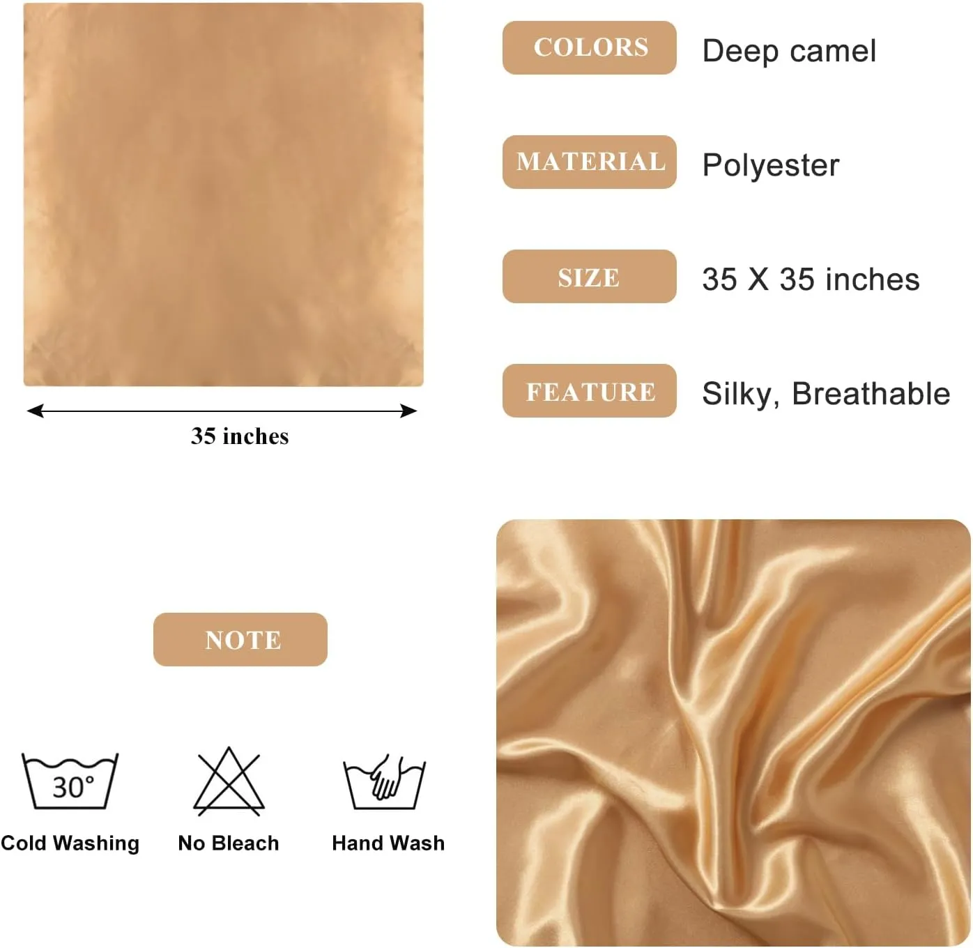 35 Large Square Satin Head Scarf - 3Pcs Silk Like Head Scarves Silk Bandana Satin Hair Scarf Head Wraps For Women