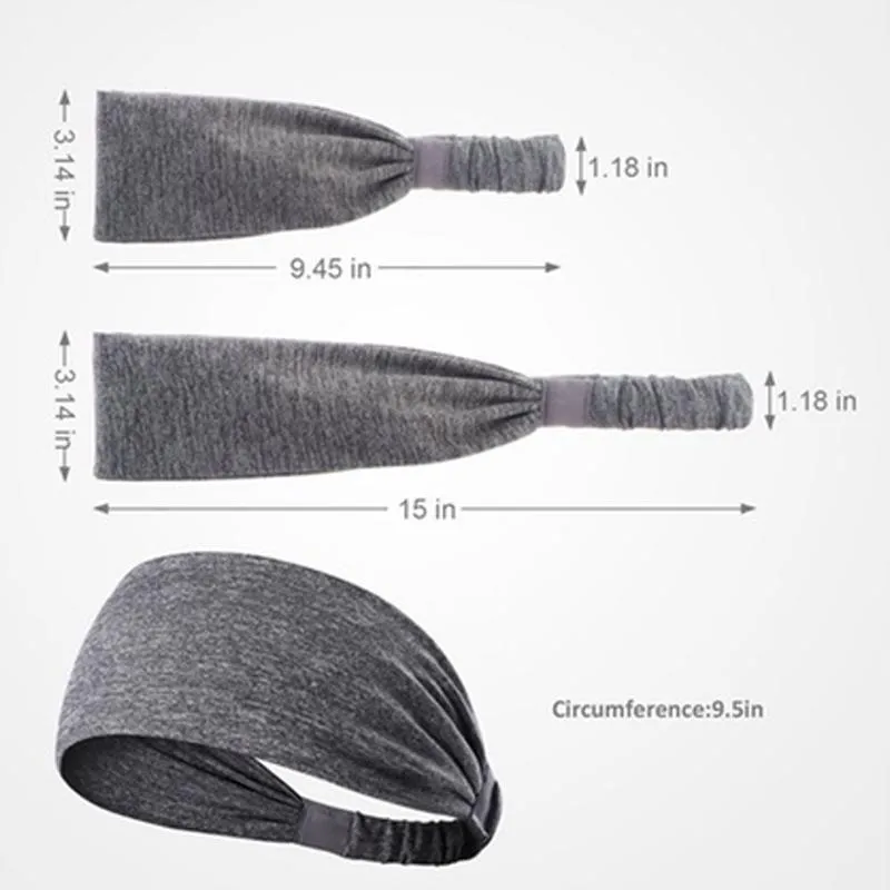 5-Pack: Unisex Sports Fitness Headband and Sweatband