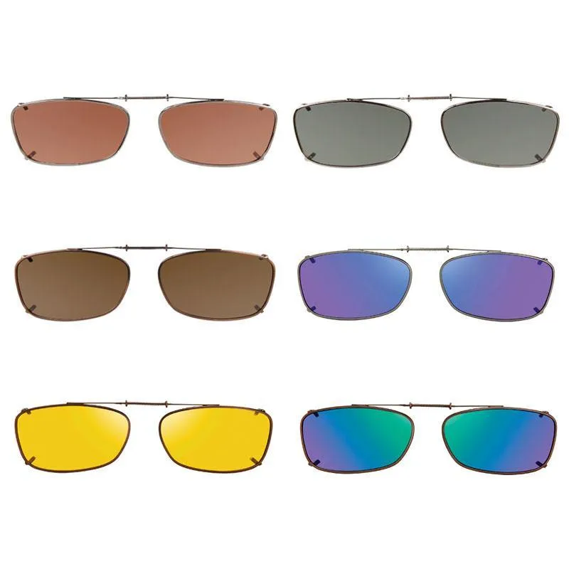 6 Mad Rectangle, Shade Control,  Polarized Clip On Sunglasses