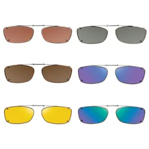 6 Mad Rectangle, Shade Control,  Polarized Clip On Sunglasses