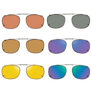 6 Rectangle, Shade Control, Polarized Clip On Sunglasses