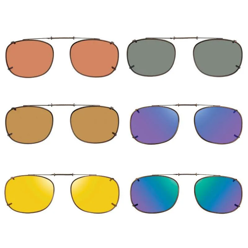 6 Rectangle, Shade Control, Polarized Clip On Sunglasses