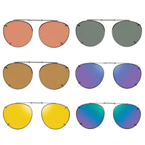6 Round Shade Control, Polarized Clip On Sunglasses