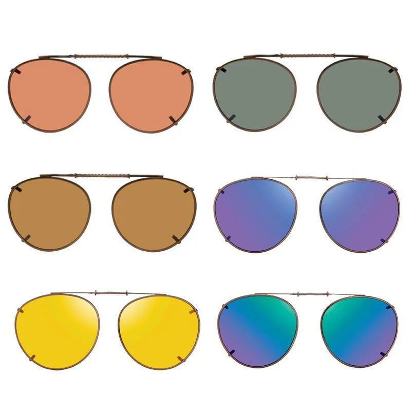 6 Round Shade Control, Polarized Clip On Sunglasses