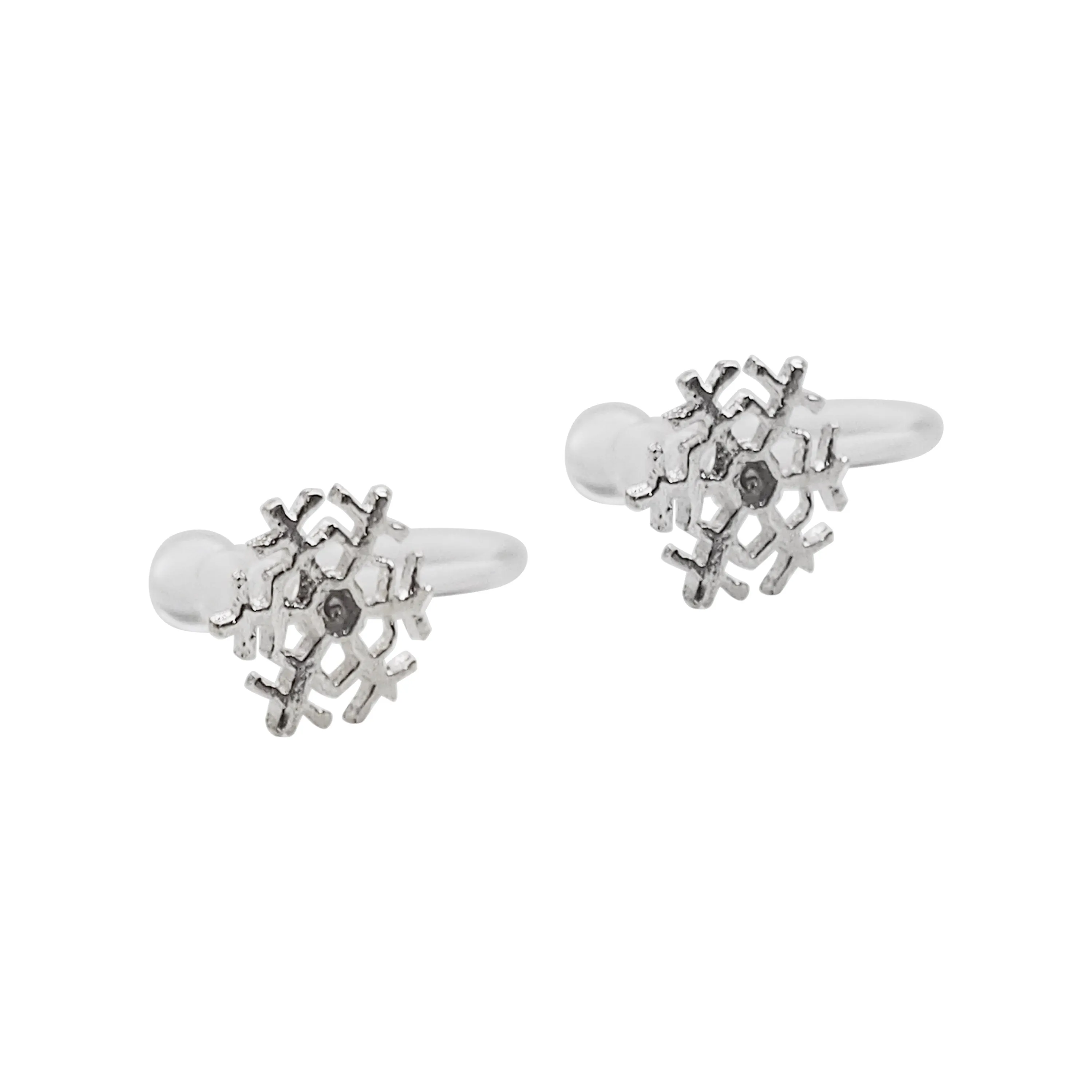 925 Sterling Silver Snowflake Invisible Clip On Stud Earrings