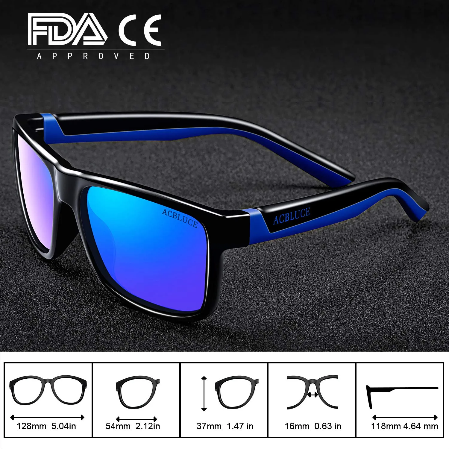 ACBLUCE Kids Polarized Sunglasses Sport TPEE Unbreakable Frame with Adjustable Strap for Boys Girls Age 6-12 Bright Black/Blue Frame丨blue Revo Lense