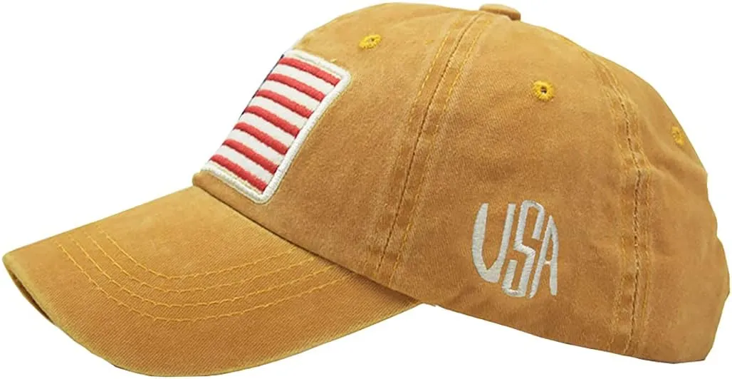 Adjustable Baseball Cap American Flag Hat Headdress Outdoor Sports Cap Peaked Cap Cotton
