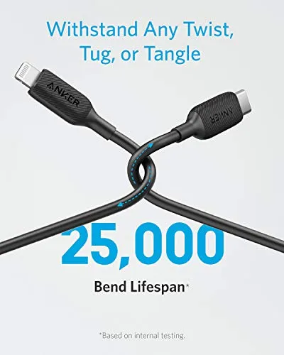 Anker USB C to Lightning Cable (6 ft), Powerline III MFi Certified Fast Charging Lightning Cable for iPhone 11 Pro 11 Pro Max X XS XR Max 8 Airpods Pro, Supports Power Delivery (Black)
