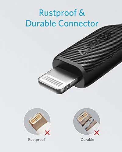 Anker USB C to Lightning Cable (6 ft), Powerline III MFi Certified Fast Charging Lightning Cable for iPhone 11 Pro 11 Pro Max X XS XR Max 8 Airpods Pro, Supports Power Delivery (Black)