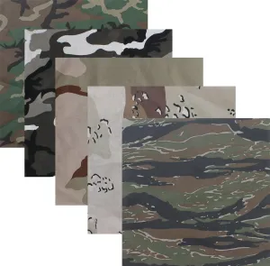 Army Universe Camouflage Jumbo Bandanas Cotton Military Headwraps 27" x 27", 5-Pack