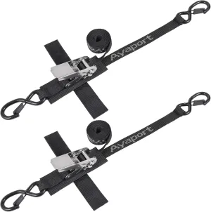 Ayaport Boat Tie Down Straps to Trailer (Stainless Steel Ratchet) 3 Feet, 2400lbs Break Strength Heavy Duty Ratchet Boat Straps, Boat Transom Boat Trailer Accessories for Boating Safety, Black