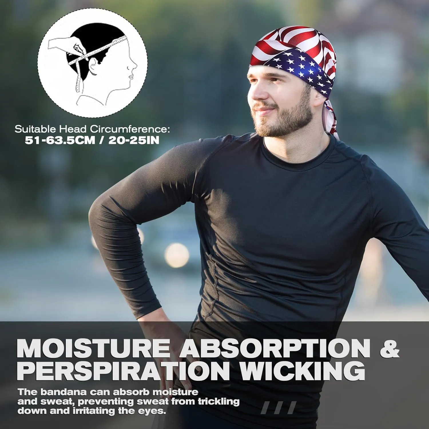 Bandanas Skull Caps for Men, Do Rag Women Breathable Helmet Liner, 3 in 1 Face Covering UV Sun Protection Neck Drape Durags