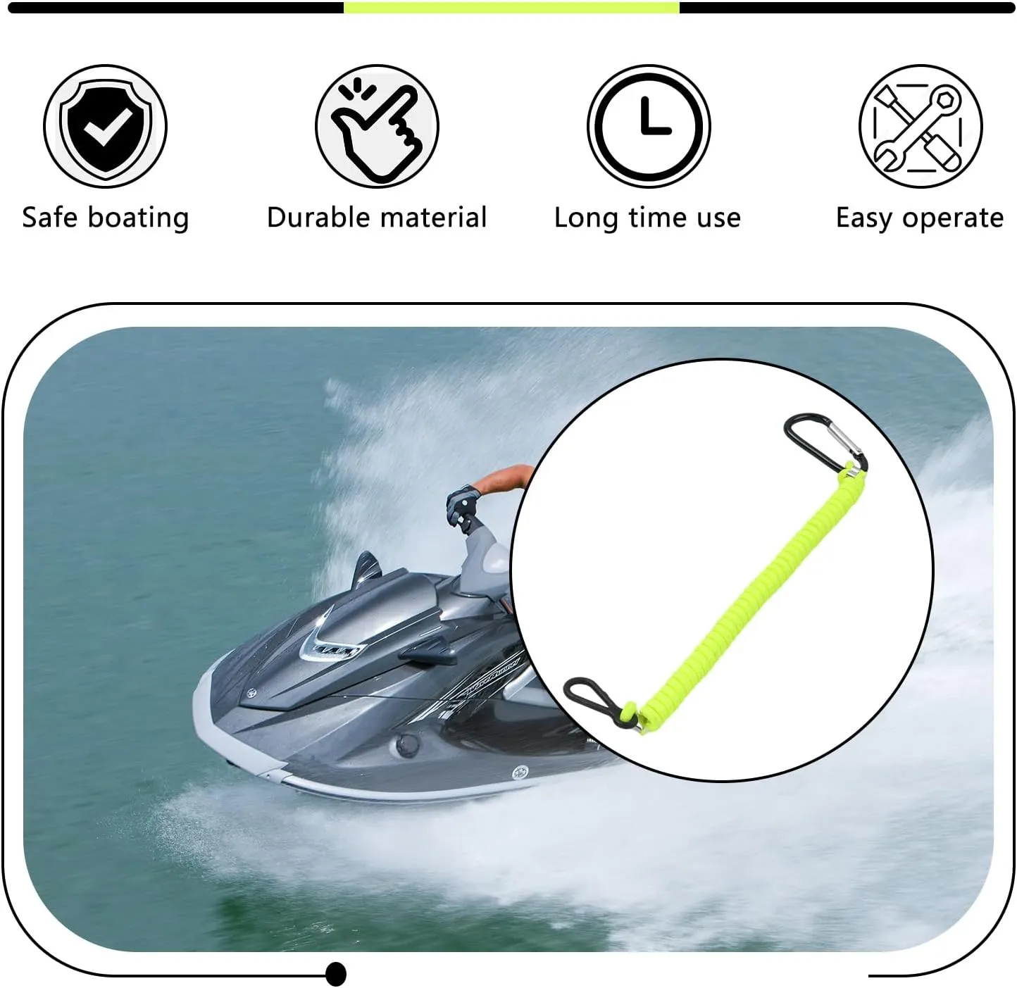 Boat Key Lanyard Fit Most Marine Outboard Replace 8M0092850 Boat Engine Stop Kill Switch Safety Cut Off Lanyard