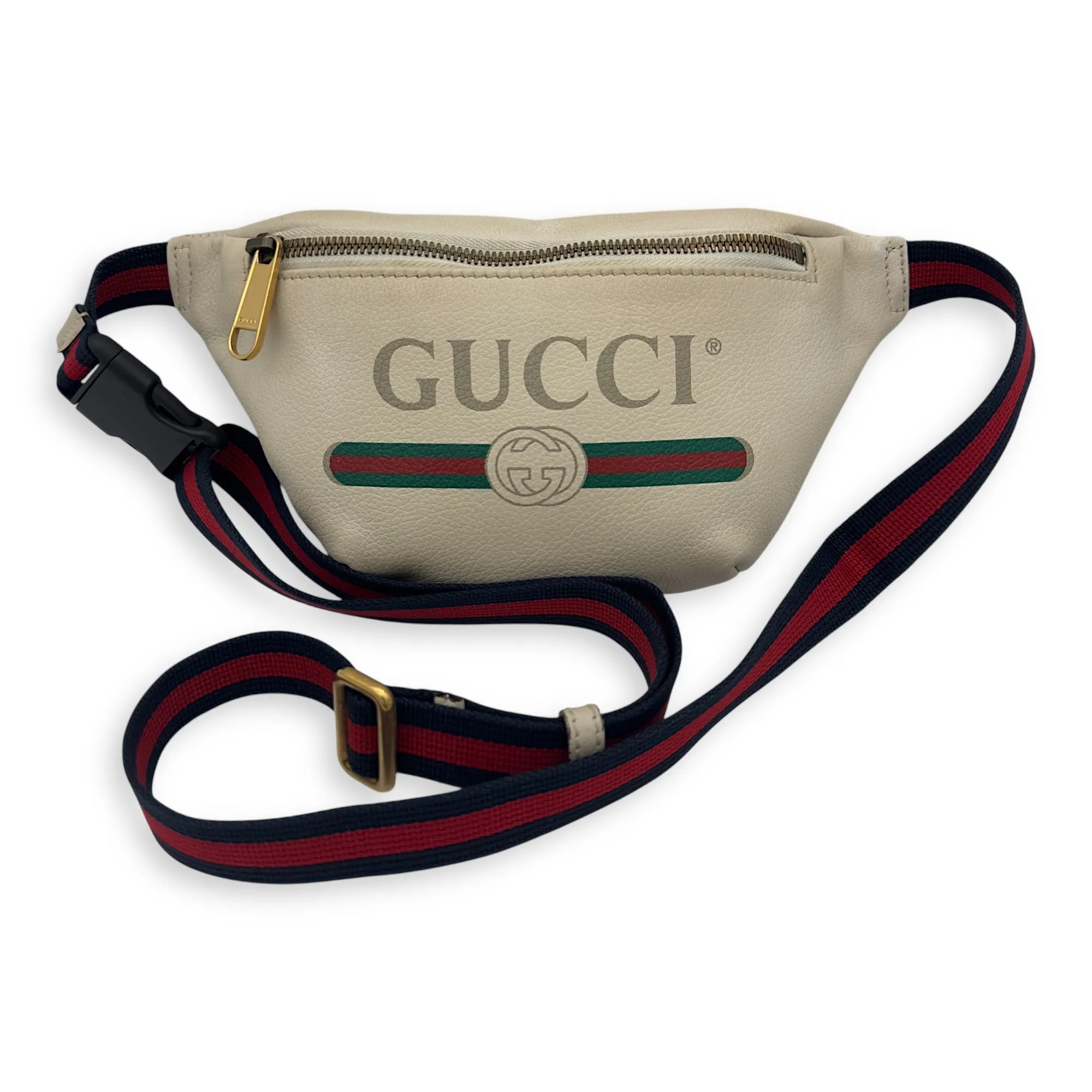 BumBag Belt Bag White in Calfskin, Gold hardware