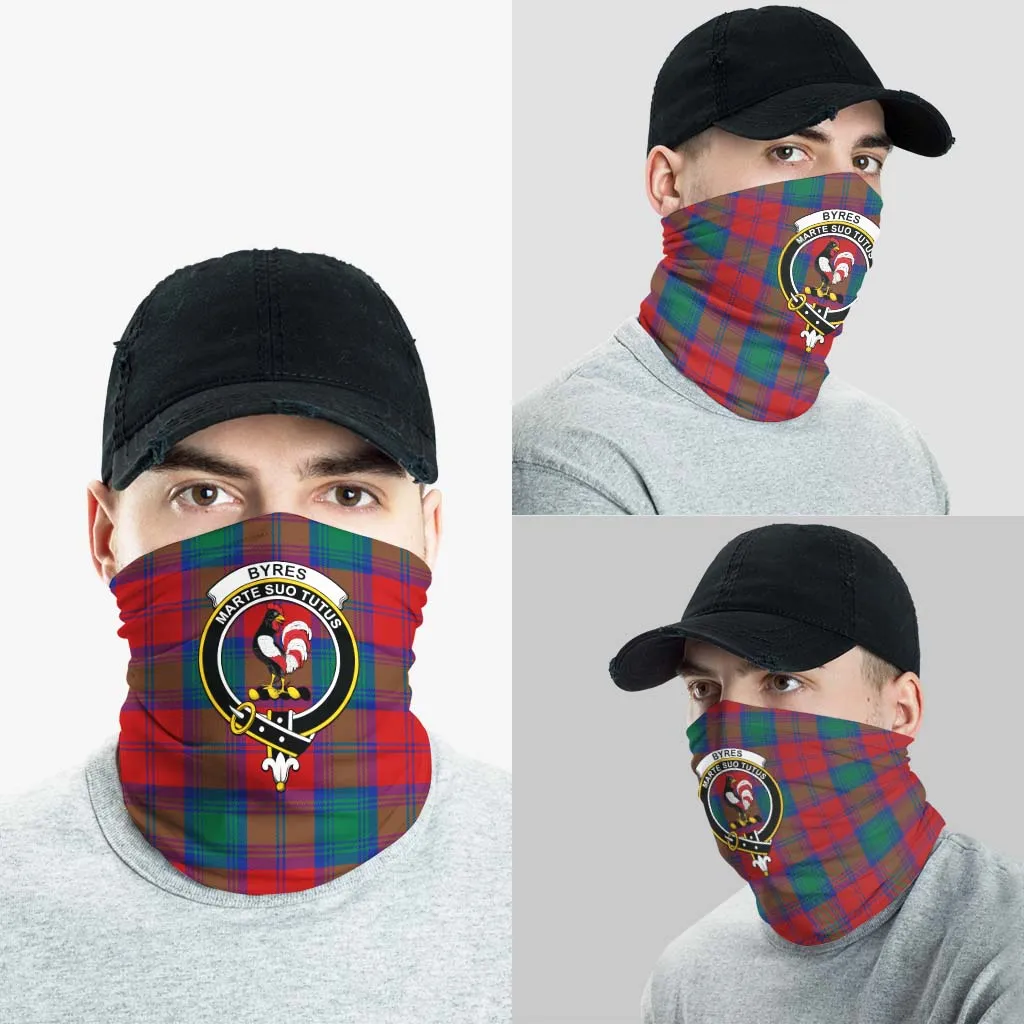Byres (Byses) Tartan Neck Gaiters, Tartan Bandanas, Tartan Head Band with Family Crest