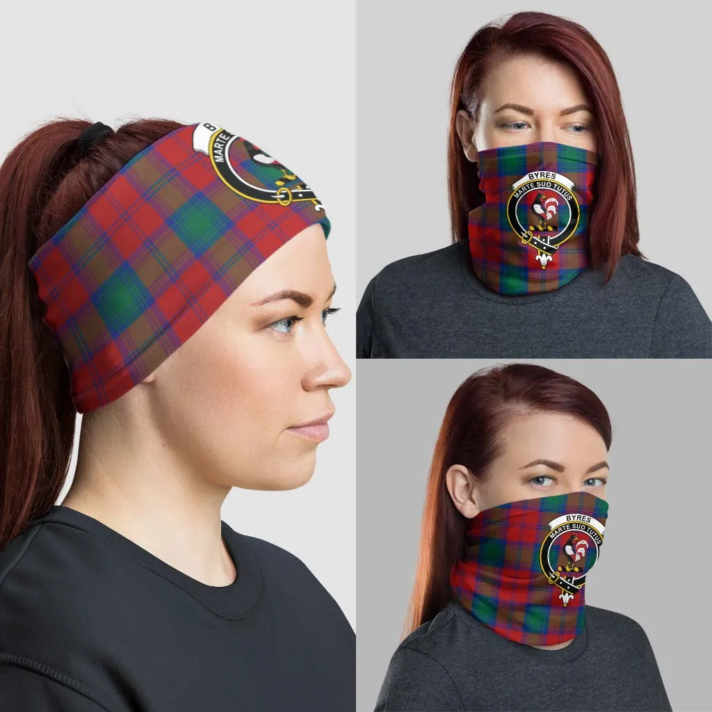 Byres (Byses) Tartan Neck Gaiters, Tartan Bandanas, Tartan Head Band with Family Crest