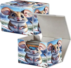 Card Deck Box for MTG Cards,100  Single Sleeved Cards Trading Card Deck Case,Strong Magnet Magic Gathering Deck Box,PU Leather Trading Card Storage Box for TCG,CCG,MTG Cards,Cute Mouse
