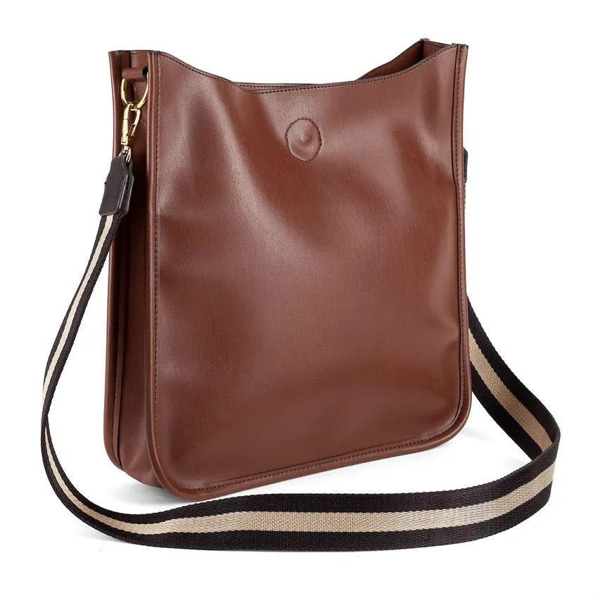 COCO & CARMEN CONTRAST STRAP MESSENGER CHOCOLATE