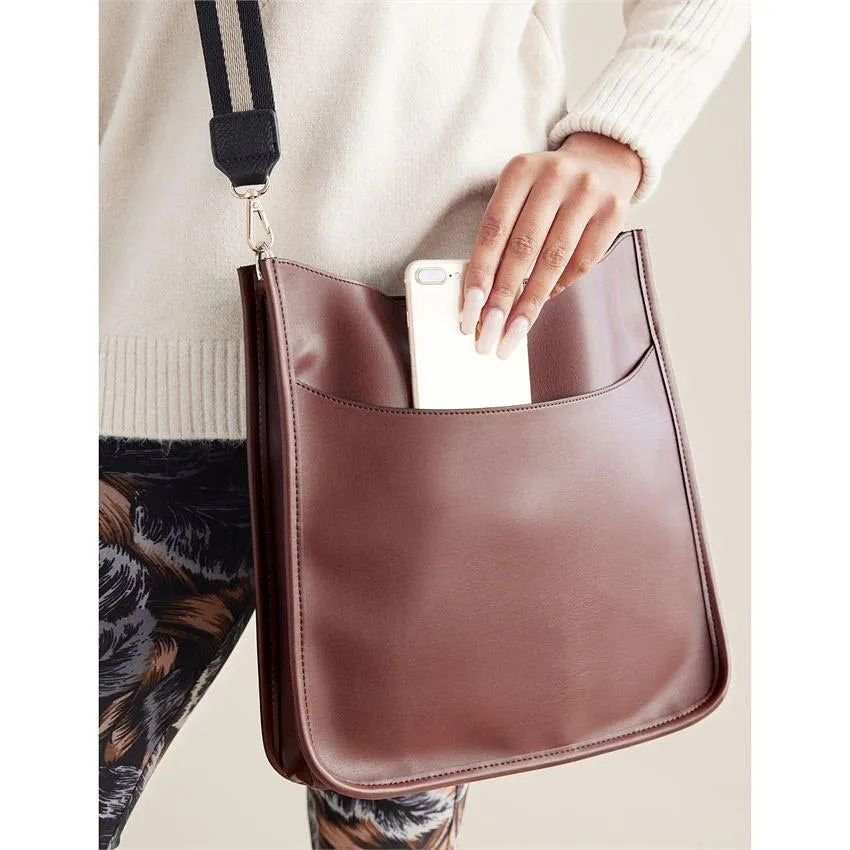 COCO & CARMEN CONTRAST STRAP MESSENGER CHOCOLATE