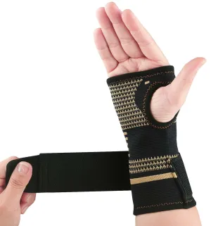 Copper Compression Wrist Brace Sleeves, Elastic Knitted Wrist Support Band for Carpal Tunnel, Wrist Pain, Arthritis, Tendonitis, Sport, Gym, Workout - Left & Right - Women/Men (1 Pcs,L)