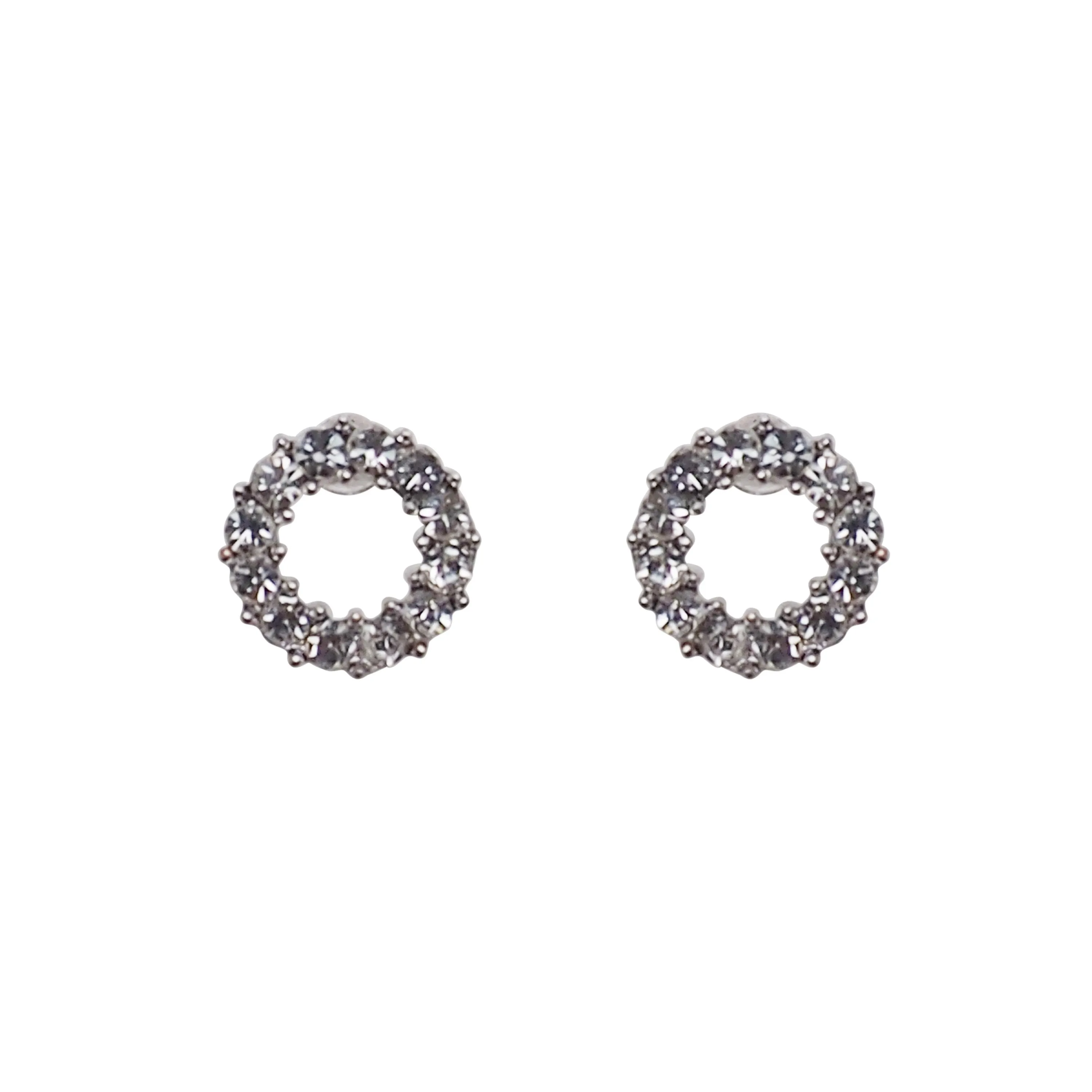 Crystal Open Circle Invisible Clip On Stud Earrings