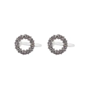 Crystal Open Circle Invisible Clip On Stud Earrings