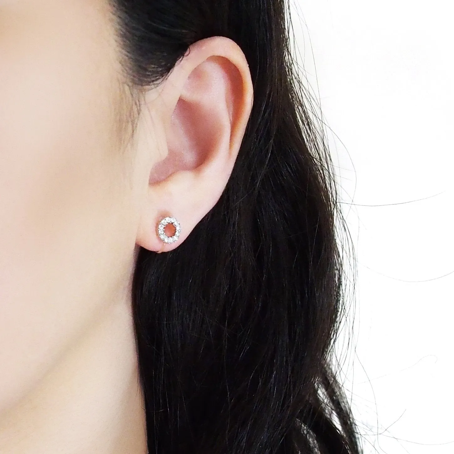 Crystal Open Circle Invisible Clip On Stud Earrings