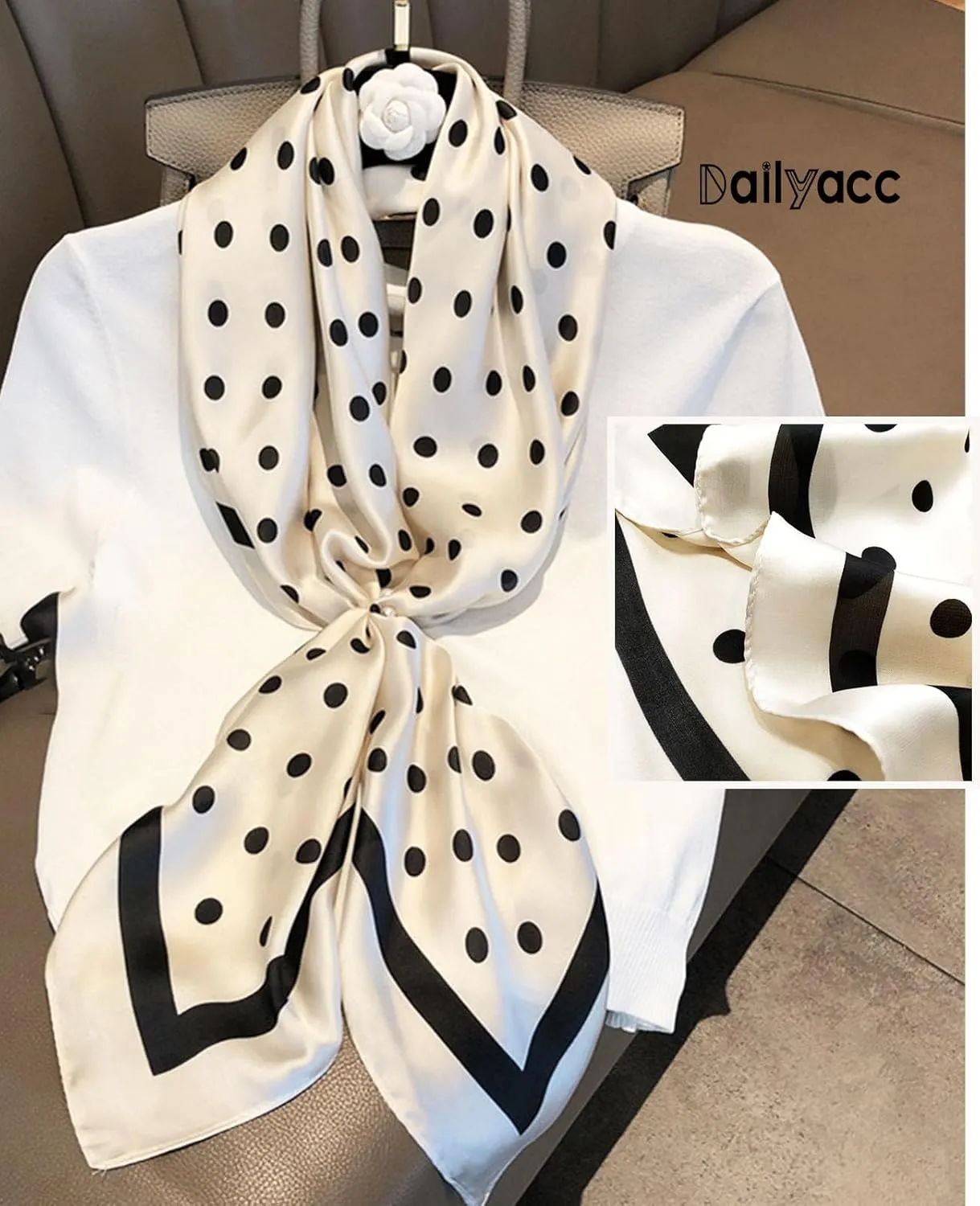 Dailyacc Hair Bandanas Scarf For Women Lightweight Fashion Neck Silk Satin Head Scarves For Sleeping Handbags Scarf