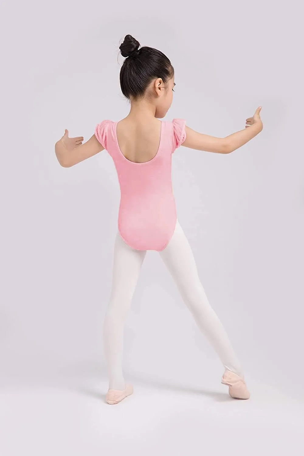 Dancina Girls Leotard for Ballet and Dance - Short Sleeve Toddler Leotard with Adorable Ruffles  Comfortable Cotton Stretch