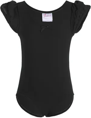 Dancina Girls Leotard for Ballet and Dance - Short Sleeve Toddler Leotard with Adorable Ruffles  Comfortable Cotton Stretch