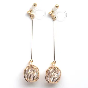 Dangle crystal in cage invisible clip on earrings