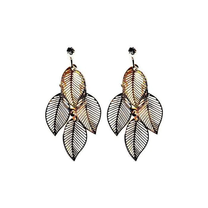 Dangle Four Leaf Filigree Invisible Clip On Earrings