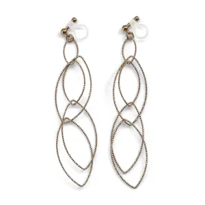 Dangle gold multi oval hoop invisible clip on earrings