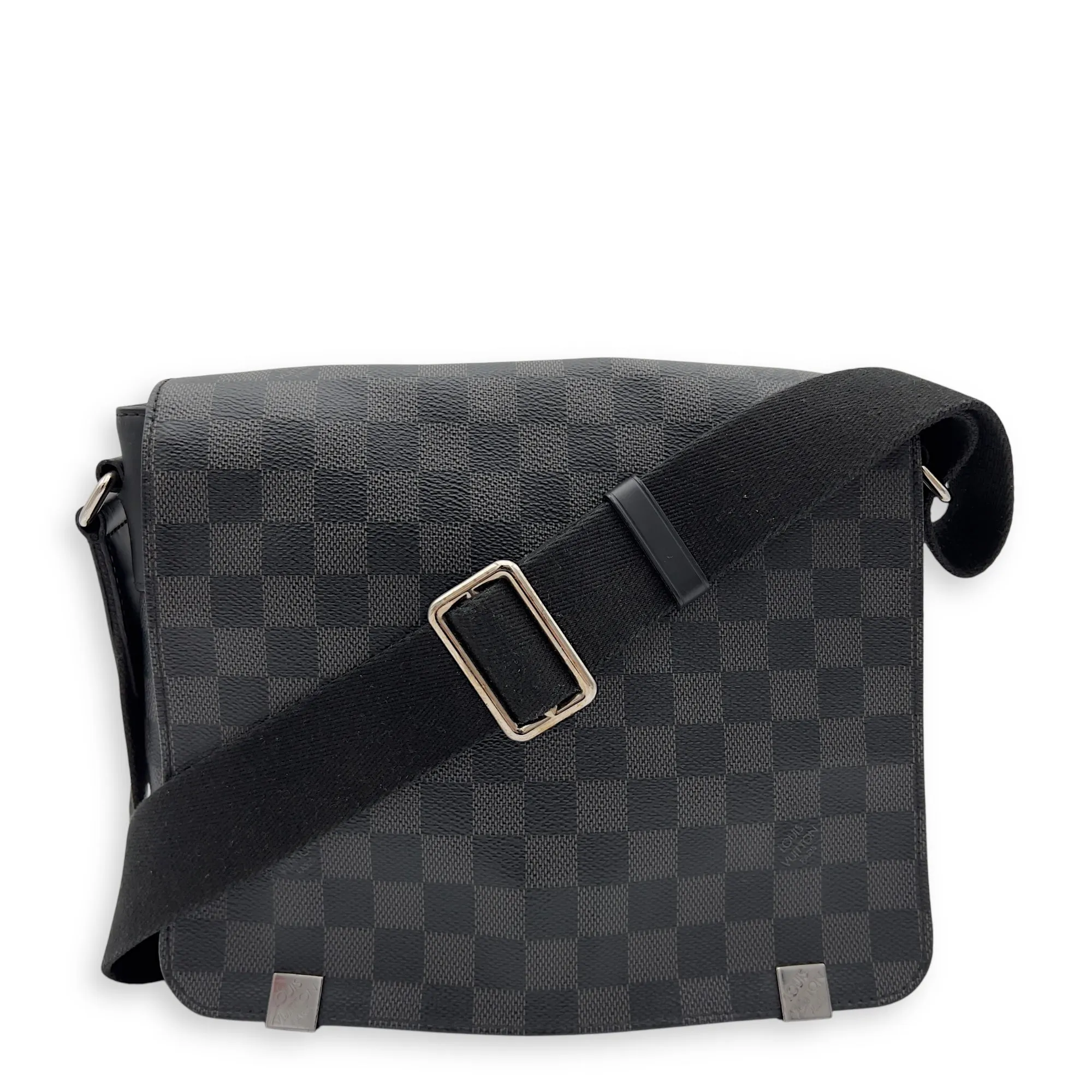 District Messenger Graphite in Coated Canvas, Silver hardware