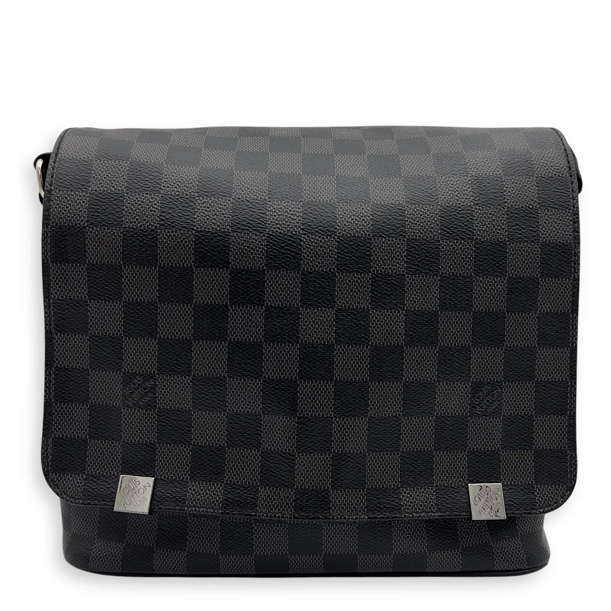 District Messenger Graphite in Coated Canvas, Silver hardware