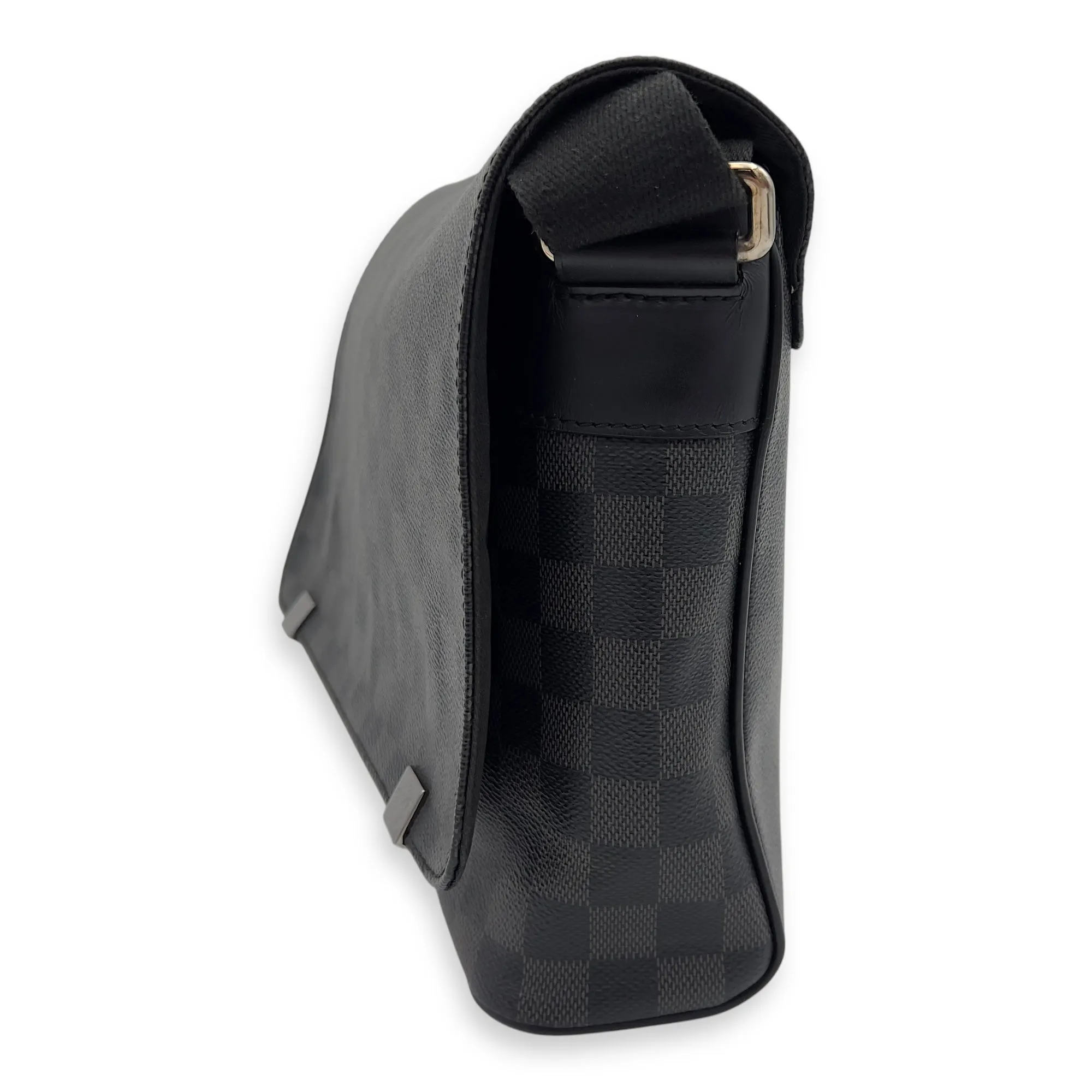 District Messenger Graphite in Coated Canvas, Silver hardware